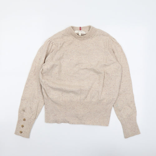 Per Una Womens Beige Round Neck Cotton Pullover Jumper Size 14