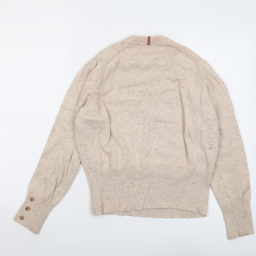 Per Una Womens Beige Round Neck Cotton Pullover Jumper Size 14