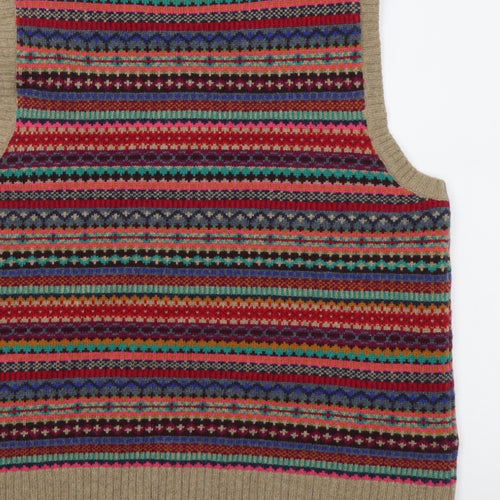 Seasalt Womens Multicoloured Round Neck Geometric Wool Vest Jumper Size 14