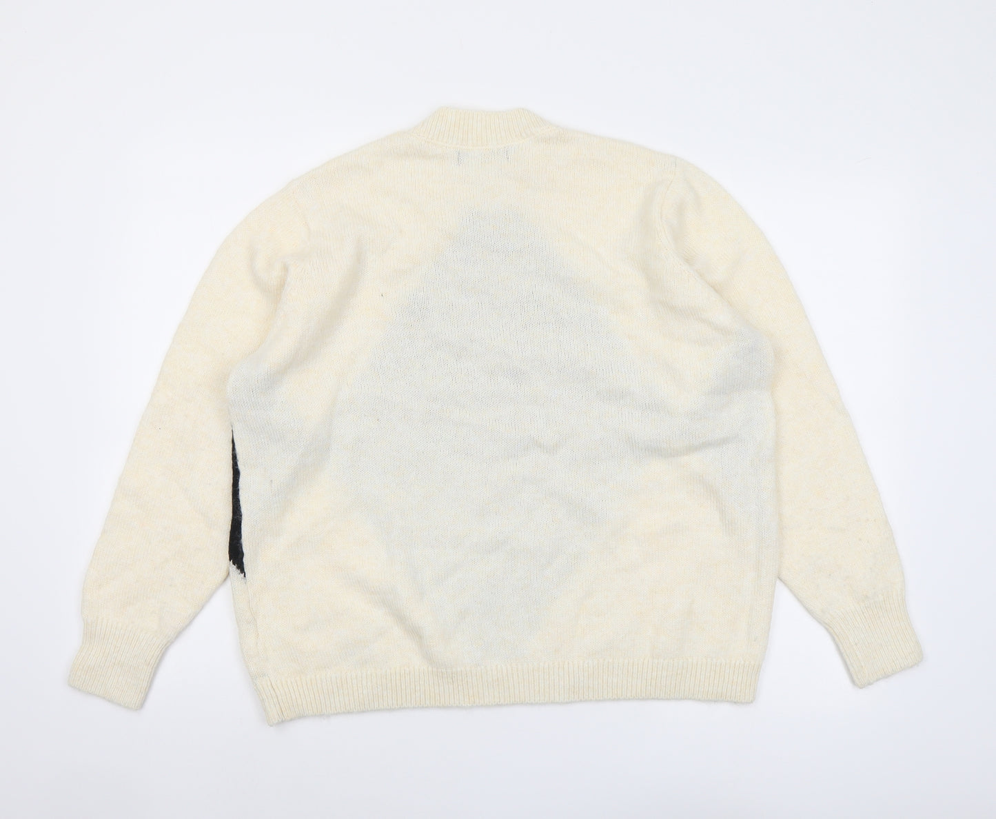 Marks and Spencer Womens Ivory Round Neck Argyle/Diamond Acrylic Pullover Jumper Size L