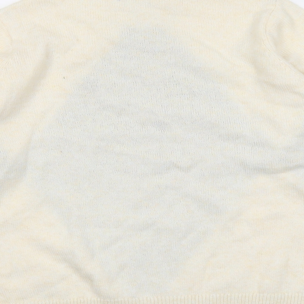 Marks and Spencer Womens Ivory Round Neck Argyle/Diamond Acrylic Pullover Jumper Size L