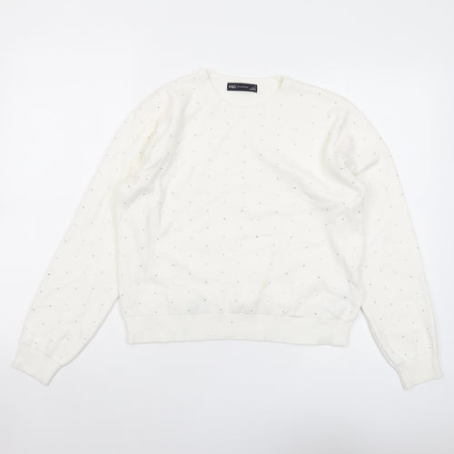 Marks and Spencer Womens Ivory Round Neck Viscose Pullover Jumper Size M