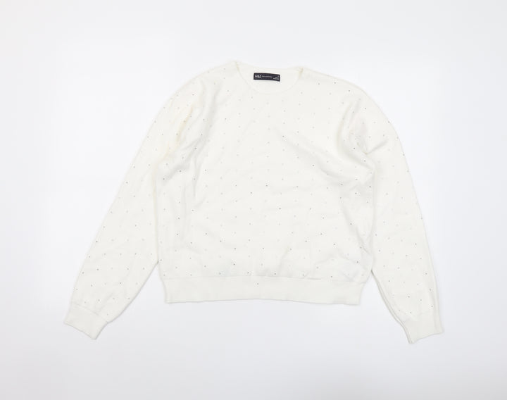 Marks and Spencer Womens Ivory Round Neck Viscose Pullover Jumper Size M