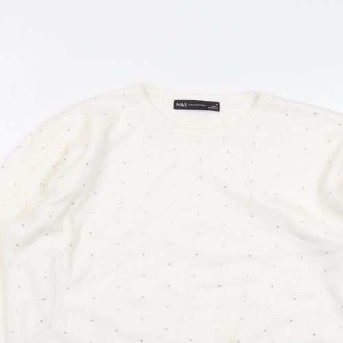 Marks and Spencer Womens Ivory Round Neck Viscose Pullover Jumper Size M