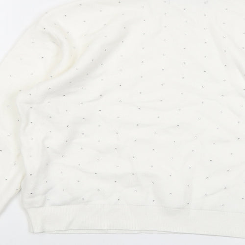 Marks and Spencer Womens Ivory Round Neck Viscose Pullover Jumper Size M