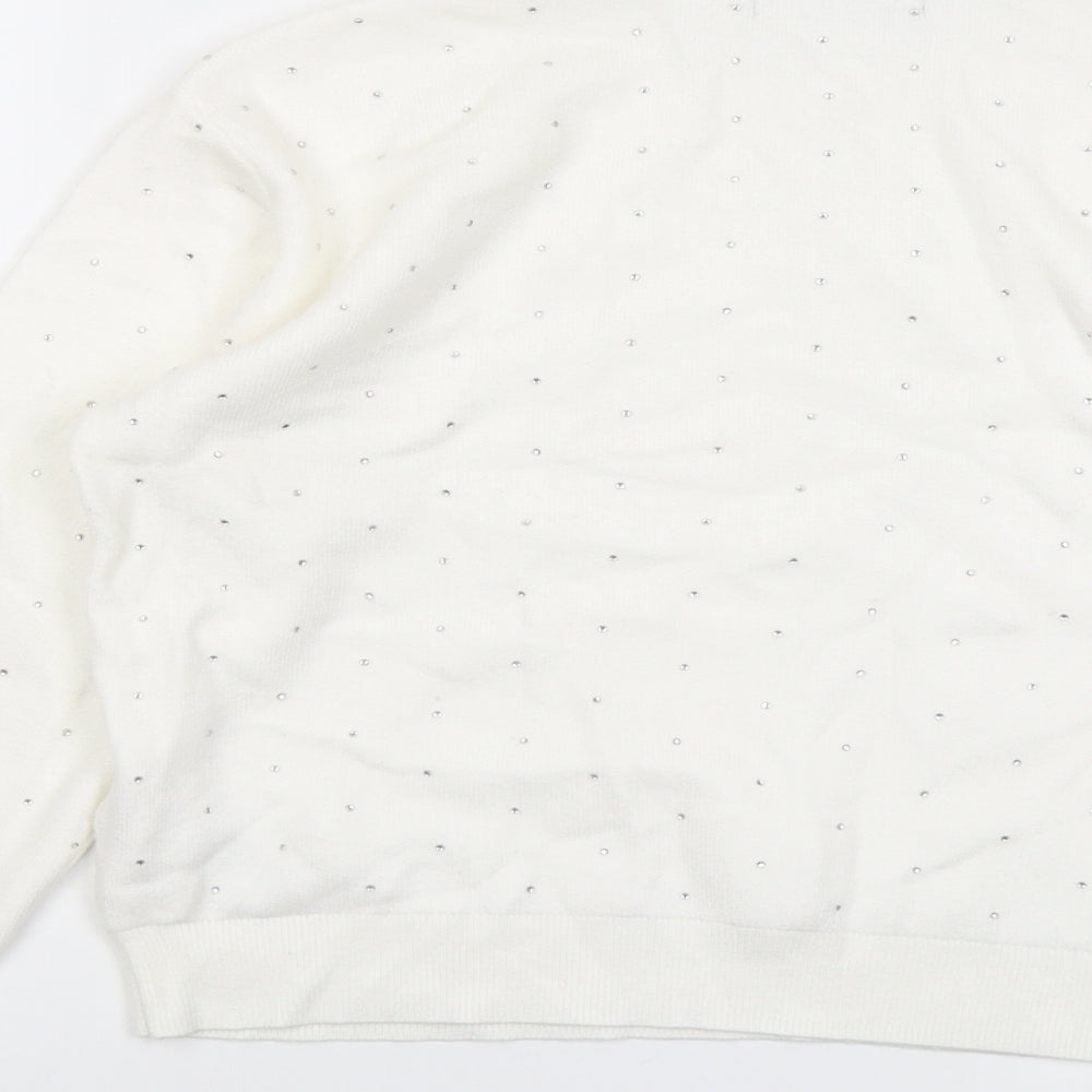 Marks and Spencer Womens Ivory Round Neck Viscose Pullover Jumper Size M