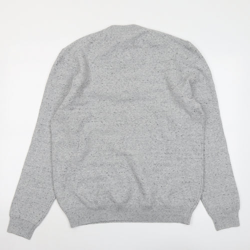 Marks and Spencer Mens Grey Round Neck Cotton Pullover Jumper Size L Long Sleeve