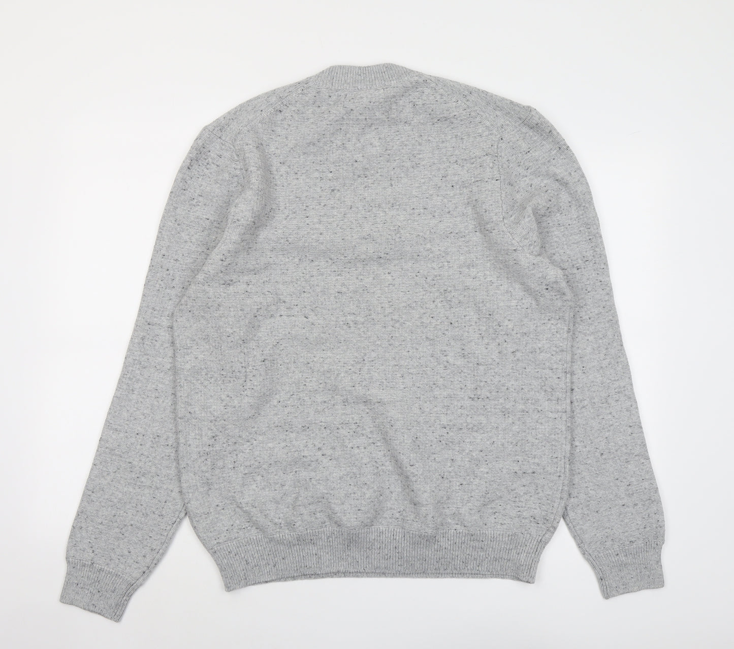 Marks and Spencer Mens Grey Round Neck Cotton Pullover Jumper Size L Long Sleeve