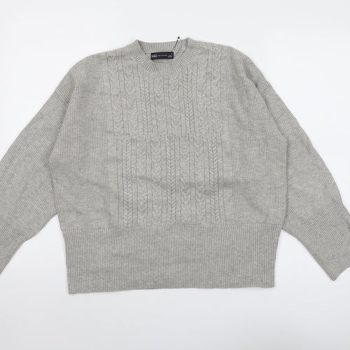 Marks and Spencer Womens Grey Round Neck Viscose Pullover Jumper Size M