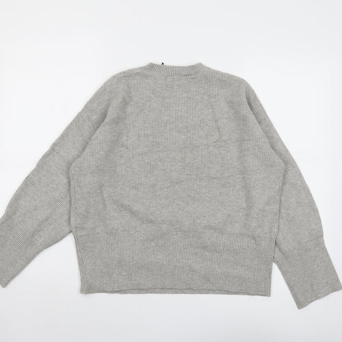 Marks and Spencer Womens Grey Round Neck Viscose Pullover Jumper Size M