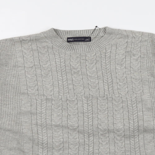Marks and Spencer Womens Grey Round Neck Viscose Pullover Jumper Size M