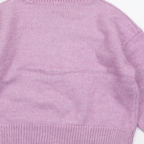 Marks and Spencer Girls Purple Round Neck Polyester Pullover Jumper Size 2-3 Years Pullover - Reindeer