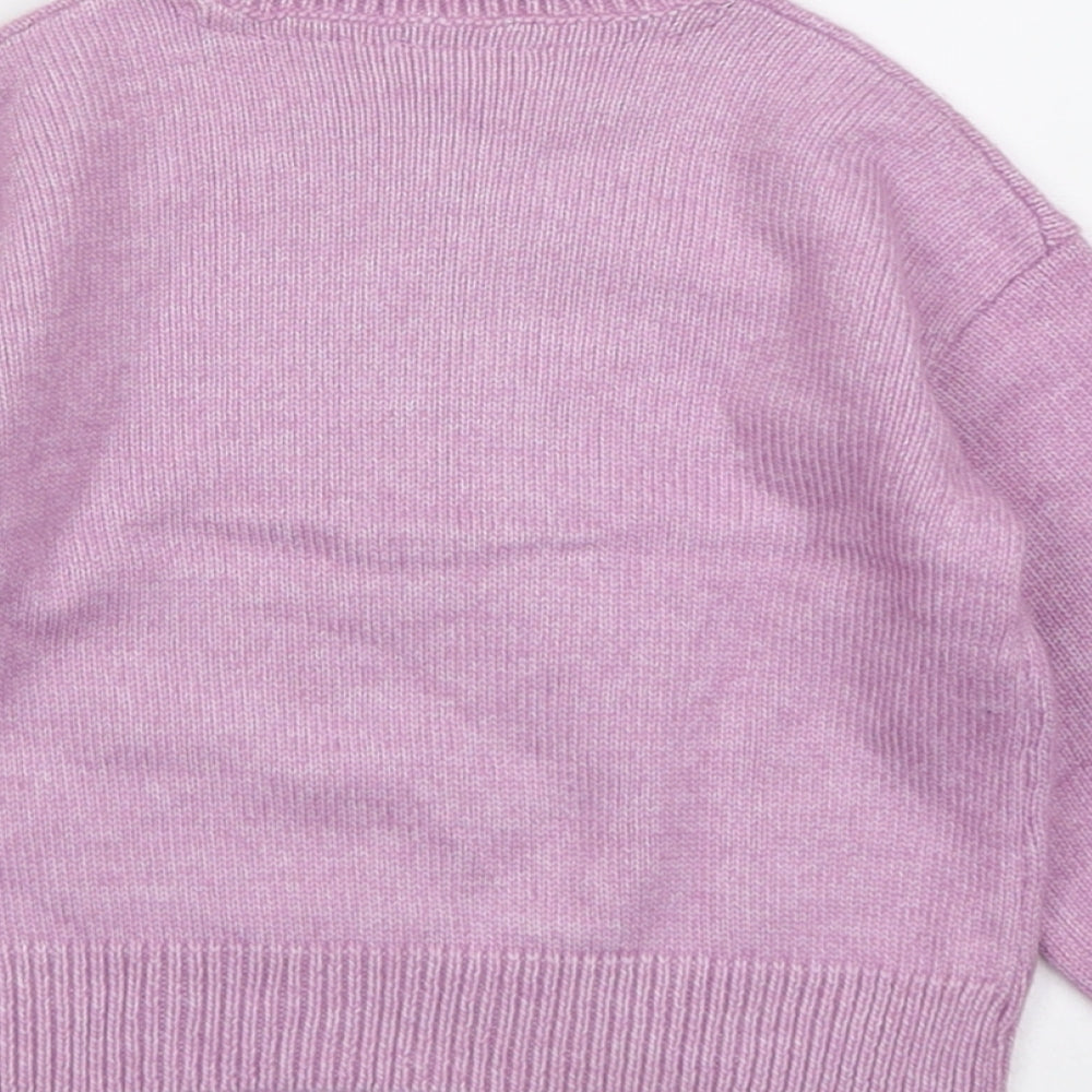 Marks and Spencer Girls Purple Round Neck Polyester Pullover Jumper Size 2-3 Years Pullover - Reindeer