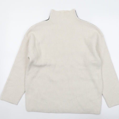 Marks and Spencer Womens Beige High Neck Polyester Pullover Jumper Size M