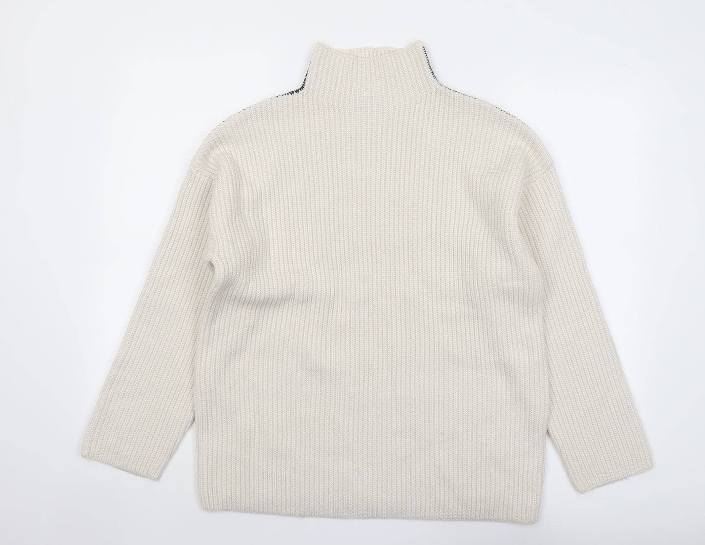 Marks and Spencer Womens Beige High Neck Polyester Pullover Jumper Size M