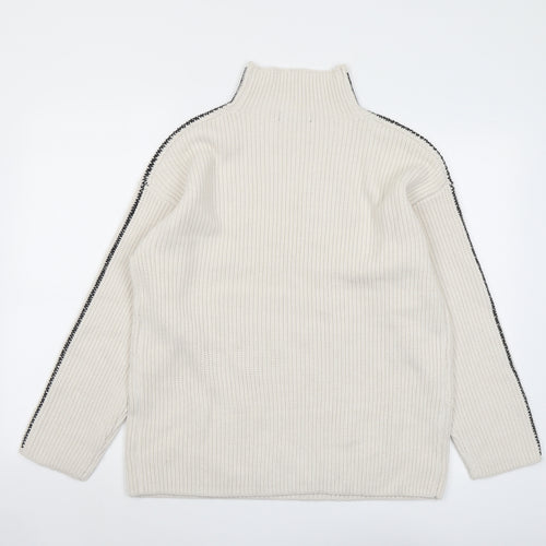 Marks and Spencer Womens Beige High Neck Polyester Pullover Jumper Size M