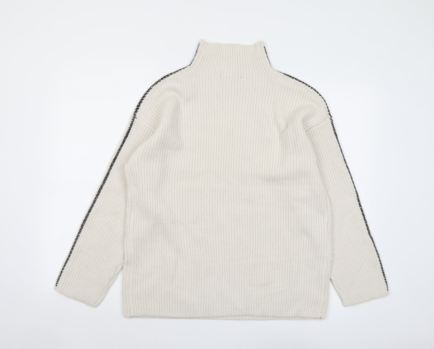 Marks and Spencer Womens Beige High Neck Polyester Pullover Jumper Size M