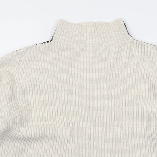 Marks and Spencer Womens Beige High Neck Polyester Pullover Jumper Size M