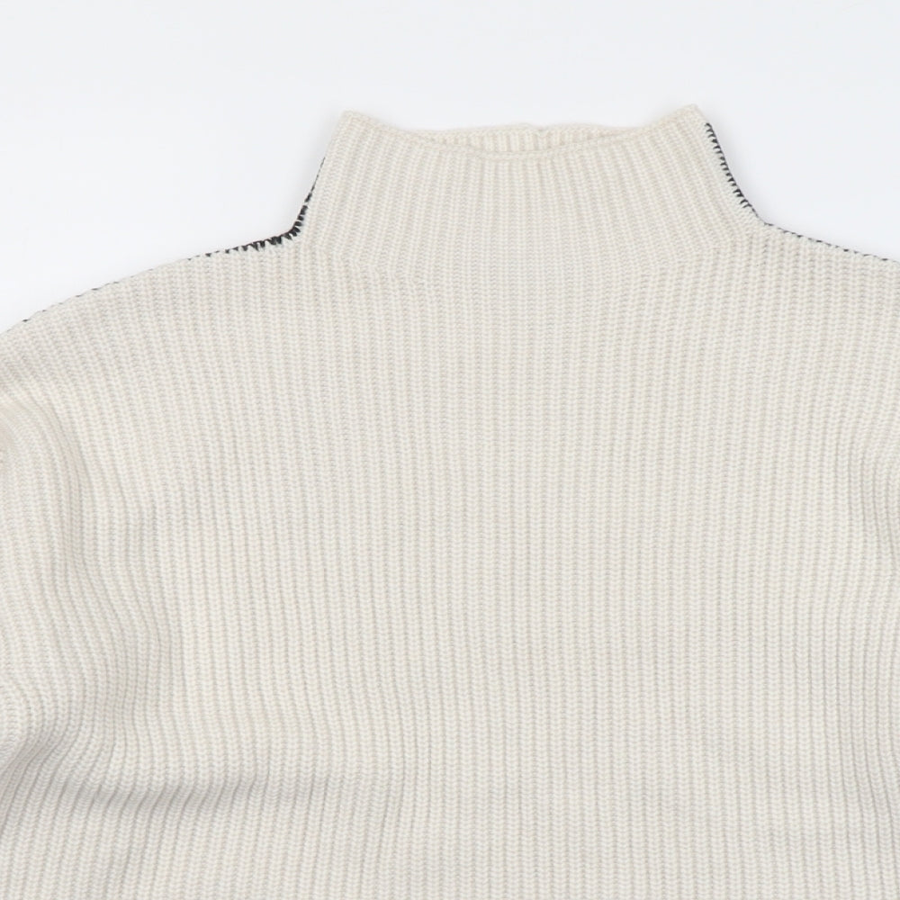 Marks and Spencer Womens Beige High Neck Polyester Pullover Jumper Size M