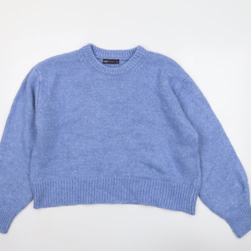 Marks and Spencer Womens Blue Round Neck Acrylic Pullover Jumper Size L