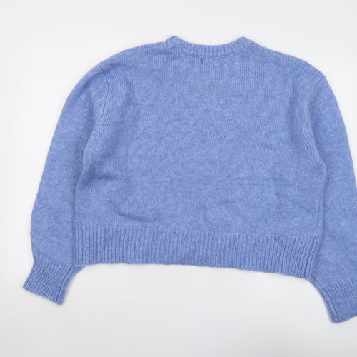 Marks and Spencer Womens Blue Round Neck Acrylic Pullover Jumper Size L