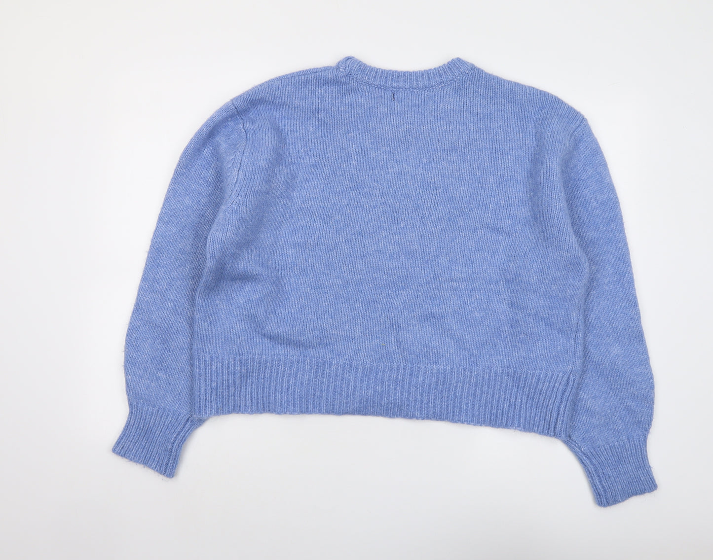 Marks and Spencer Womens Blue Round Neck Acrylic Pullover Jumper Size L
