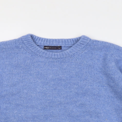 Marks and Spencer Womens Blue Round Neck Acrylic Pullover Jumper Size L