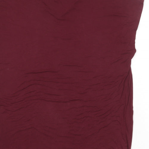 Topshop Womens Red Polyester Basic T-Shirt Size 8 V-Neck