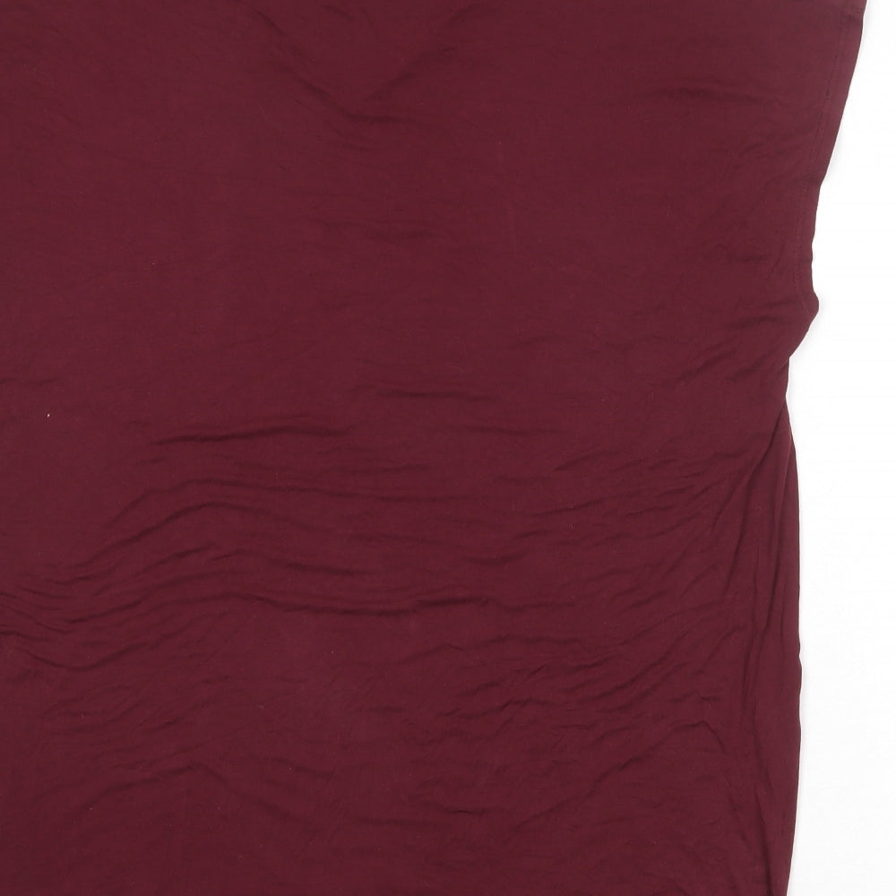 Topshop Womens Red Polyester Basic T-Shirt Size 8 V-Neck