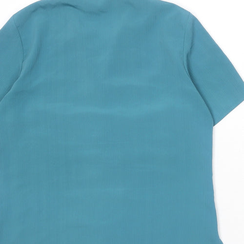 Classics Womens Blue Polyester Basic Button-Up Size 12 Collared