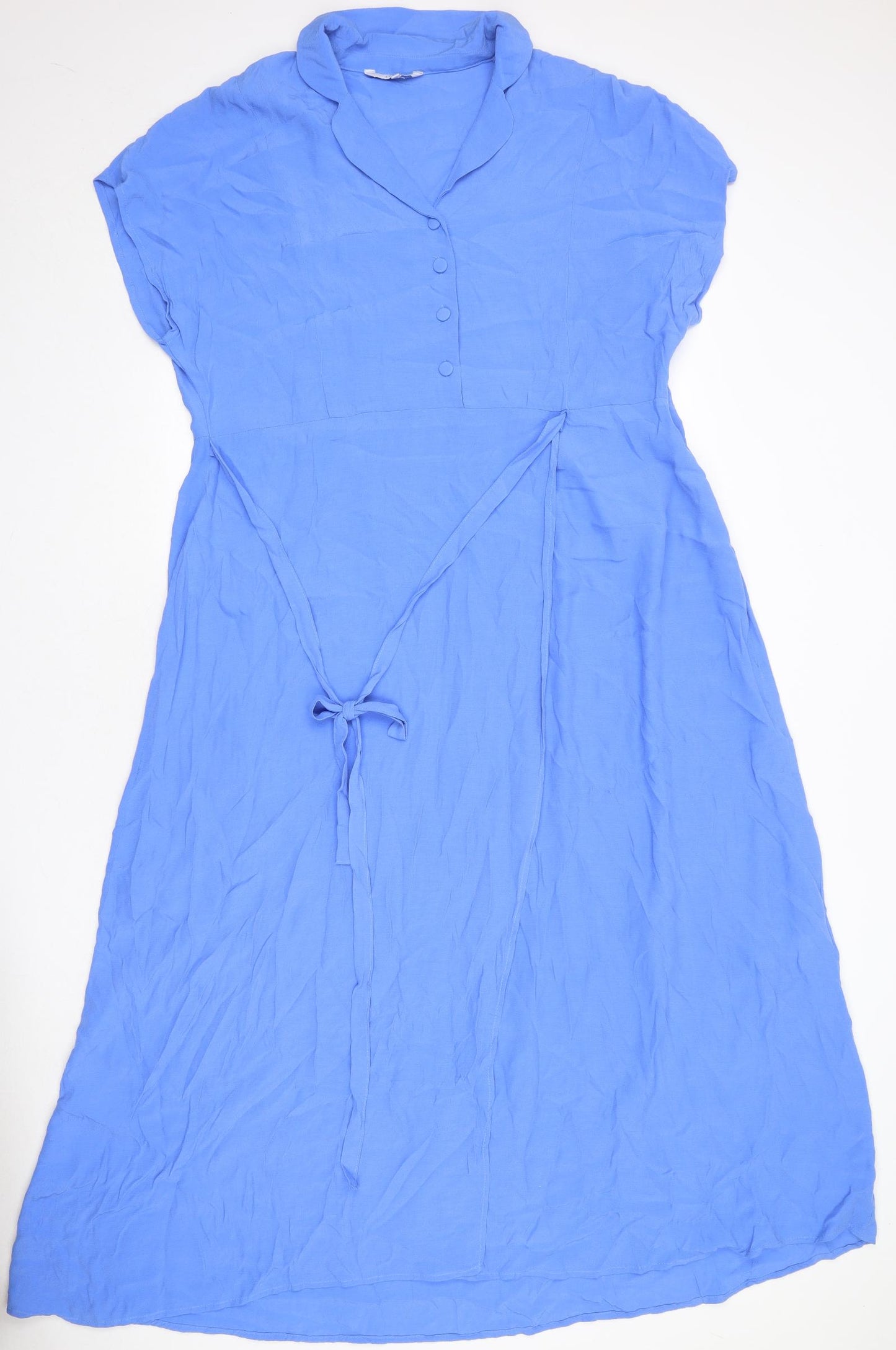 NEXT Womens Blue Viscose Shirt Dress Size 20 Collared Zip