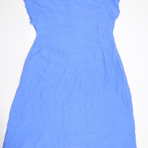 NEXT Womens Blue Viscose Shirt Dress Size 20 Collared Zip
