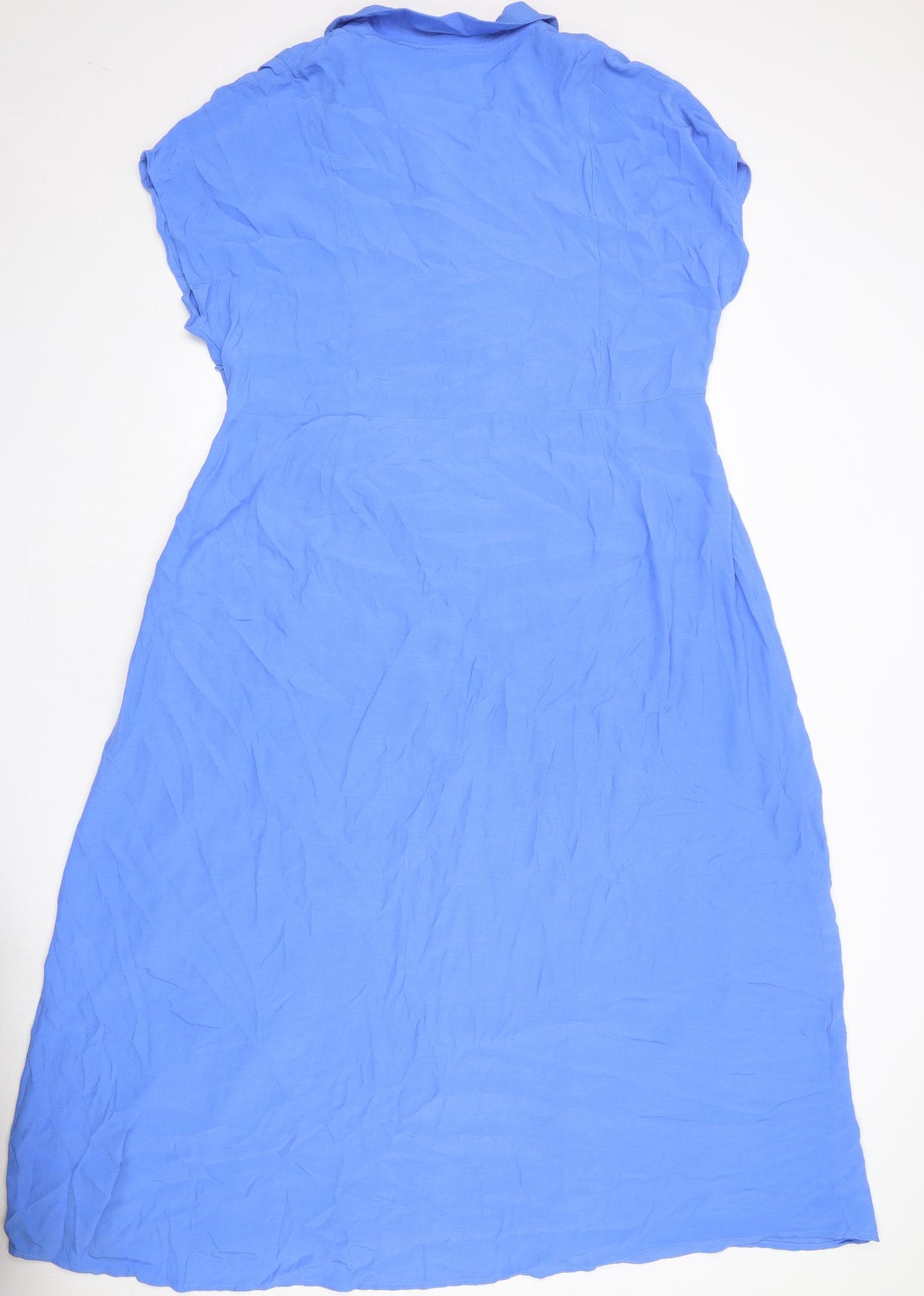 NEXT Womens Blue Viscose Shirt Dress Size 20 Collared Zip