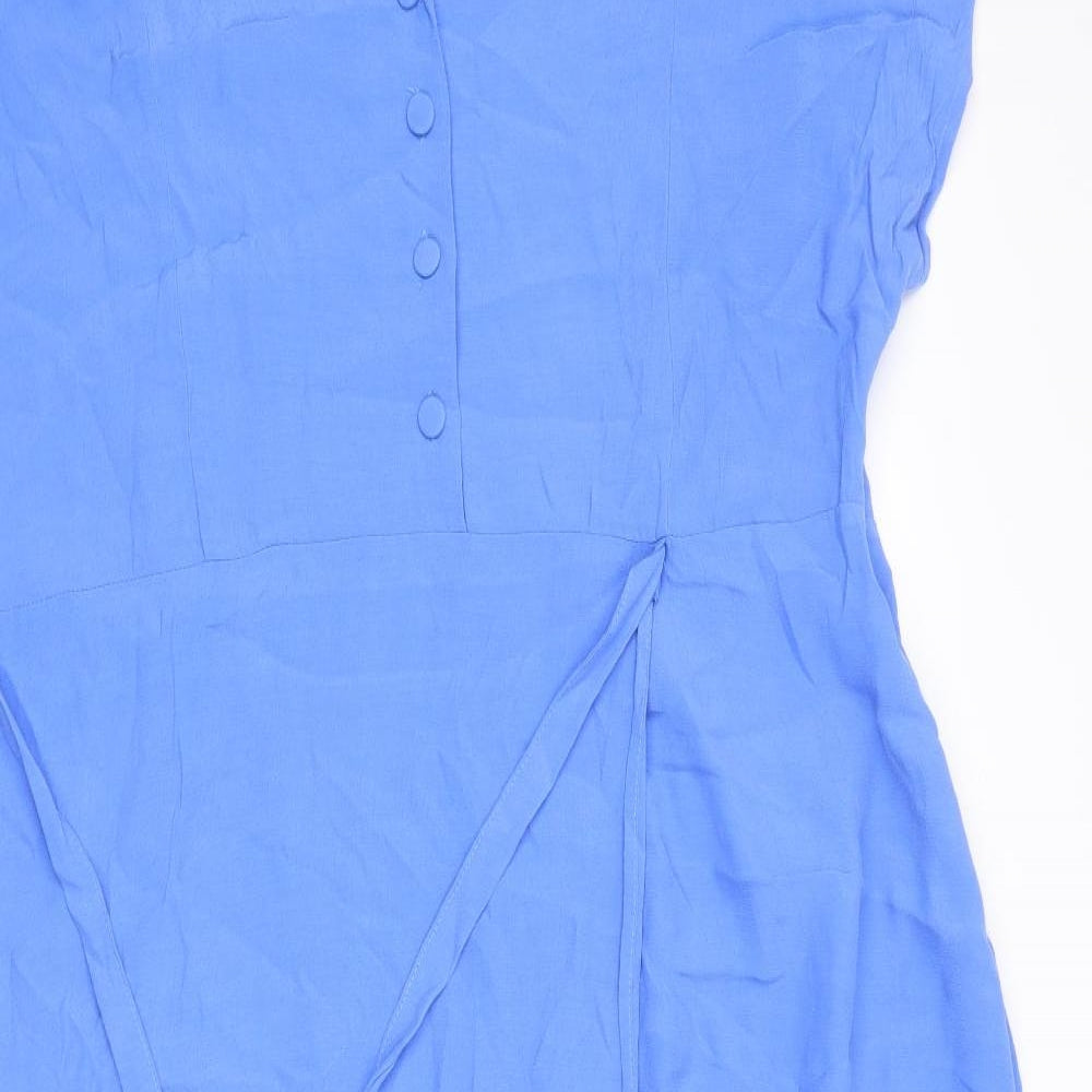 NEXT Womens Blue Viscose Shirt Dress Size 20 Collared Zip