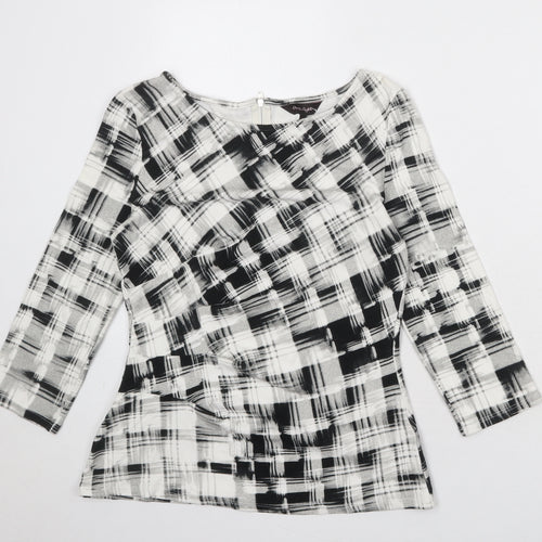 Phase Eight Womens Multicoloured Geometric Viscose Basic Blouse Size 12 Round Neck