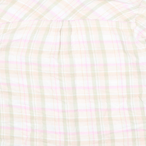 Classic Womens Multicoloured Plaid Linen Basic Button-Up Size 14 Collared