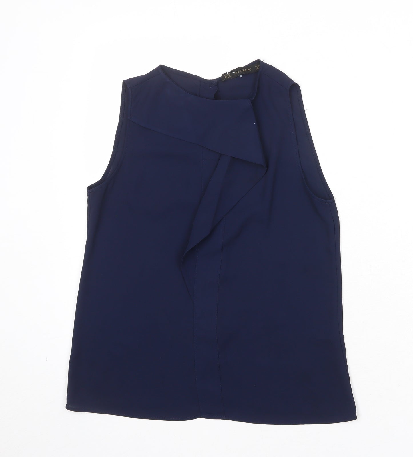 Zara Womens Blue Polyester Basic Tank Size XS Round Neck