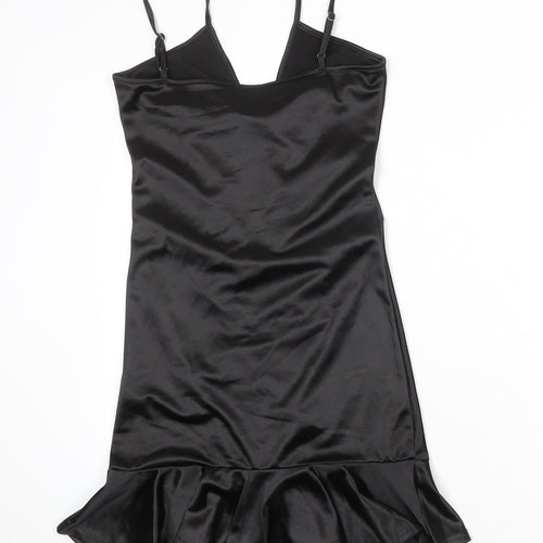 Yodnbuk Womens Black Polyester Slip Dress Size 10 Scoop Neck Pullover