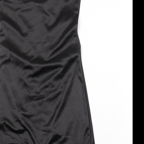 Yodnbuk Womens Black Polyester Slip Dress Size 10 Scoop Neck Pullover