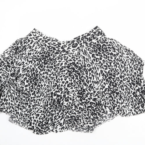 Dorothy Perkins Womens White Animal Print Polyester Swing Skirt Size 14 Zip - Leopard pattern