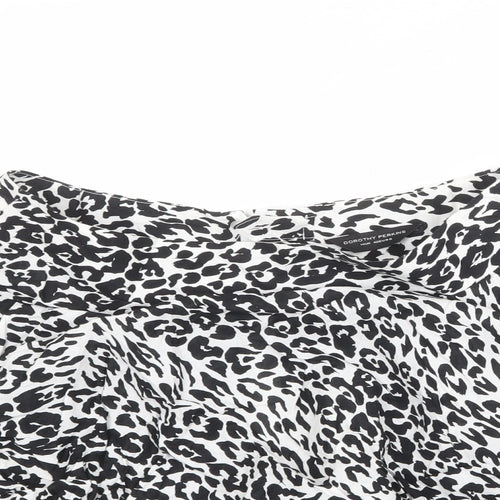 Dorothy Perkins Womens White Animal Print Polyester Swing Skirt Size 14 Zip - Leopard pattern
