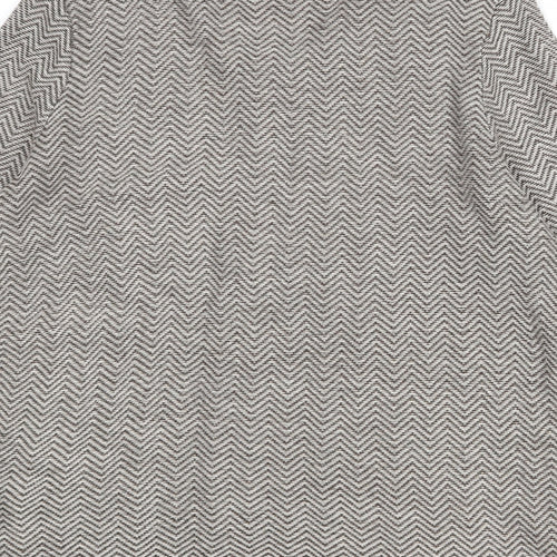 BHS Womens Beige Round Neck Geometric Acrylic Cardigan Jumper Size 16