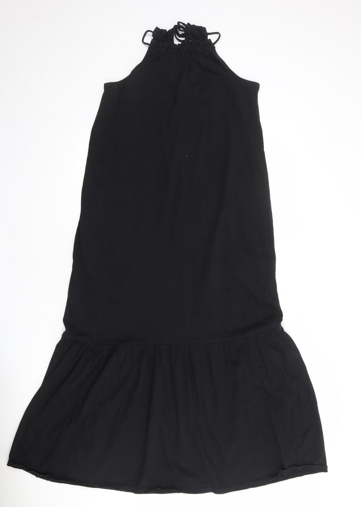 Mango Womens Black 100% Cotton Maxi Size XS Halter Tie