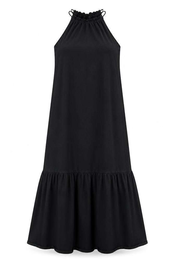 Mango Womens Black 100% Cotton Maxi Size XS Halter Tie