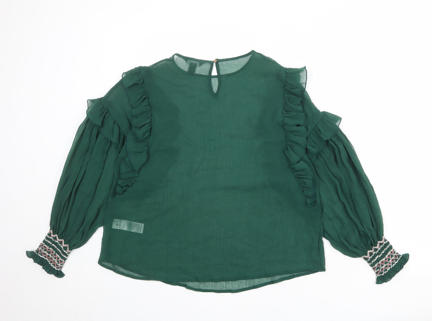 New Look Womens Green Polyester Basic Blouse Size 10 Round Neck
