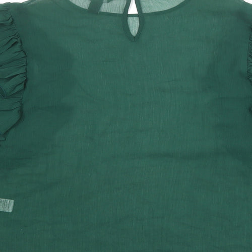 New Look Womens Green Polyester Basic Blouse Size 10 Round Neck
