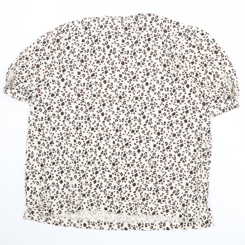 NEXT Womens Beige Geometric 100% Cotton Basic Blouse Size 20 Round Neck