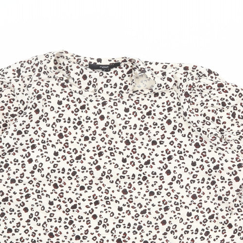 NEXT Womens Beige Geometric 100% Cotton Basic Blouse Size 20 Round Neck
