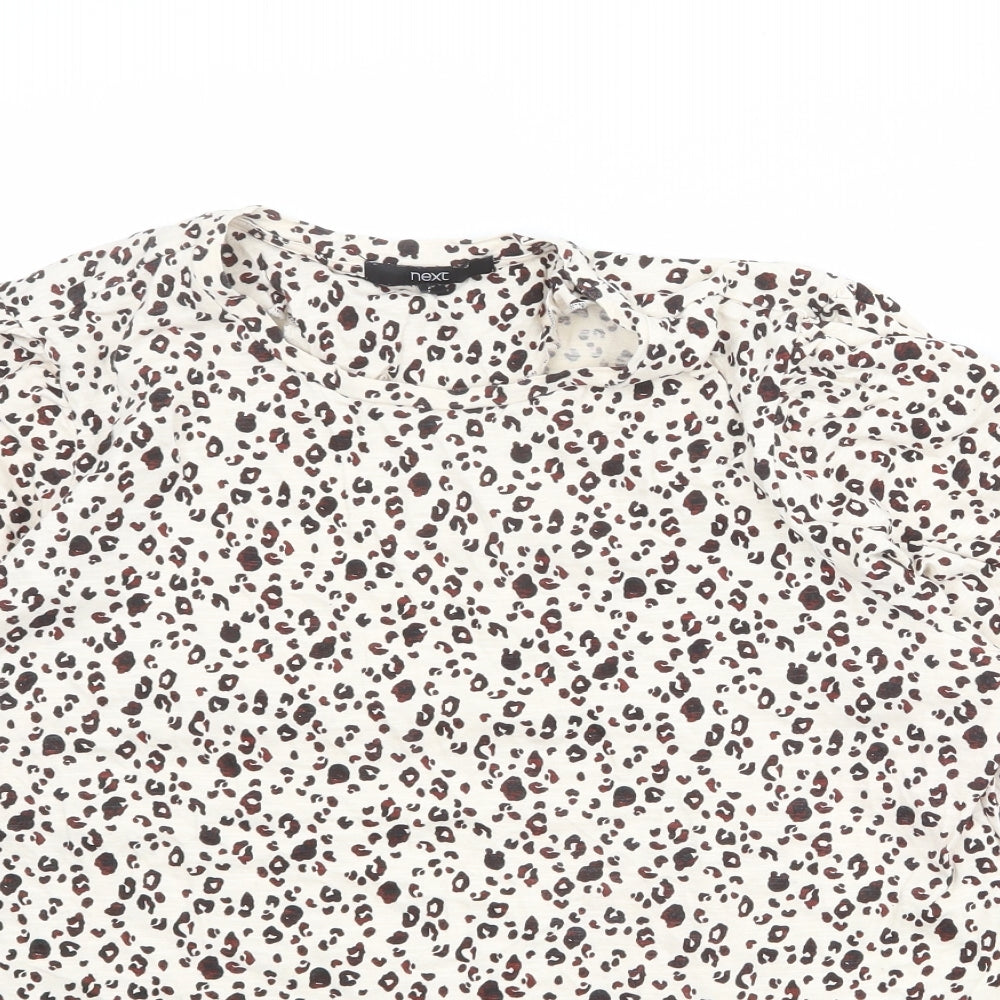 NEXT Womens Beige Geometric 100% Cotton Basic Blouse Size 20 Round Neck