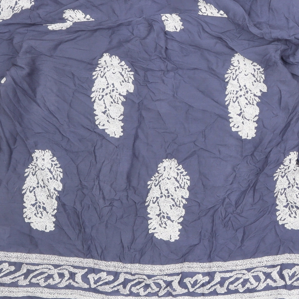 Saint Tropez Womens Blue Geometric Viscose Basic Blouse Size S V-Neck